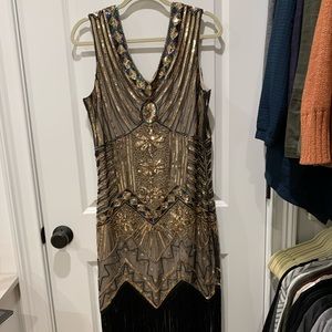 Vintage Sequin flapper style dress size L